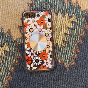 Floral Pattern Phone Case with Silver Pop Socket